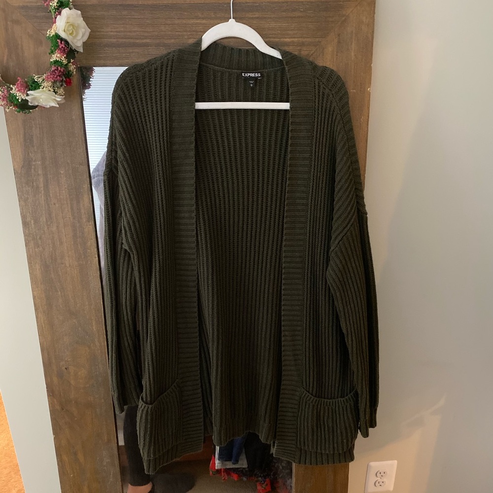 Express dark green cardigan